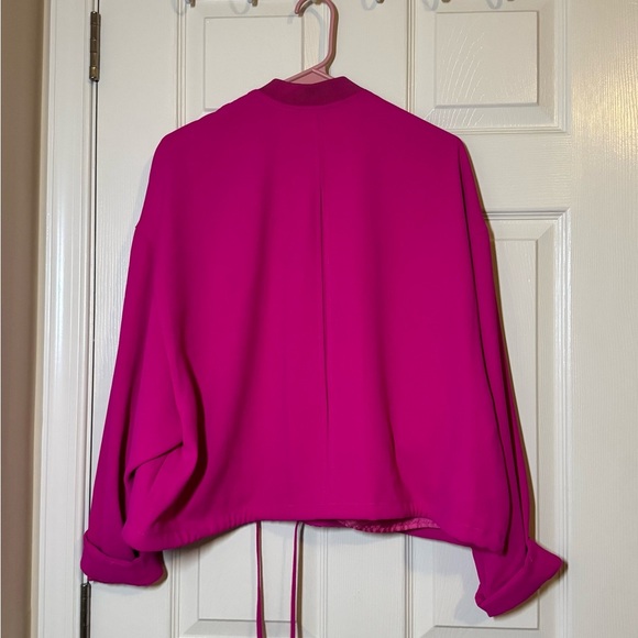 White Birch Vibrant Pink Zip-Up Blouse - Picture 3 of 6